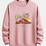 Mountain Landscape Illustration Print Relax Fit Sweatshirt