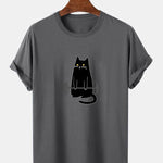 Weightlifting Cat Print T-Shirt