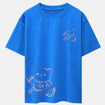 Colorful Bear Print Drop Shoulder Oversize T-Shirt