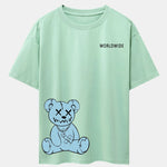 Worldwide Bear Print Drop Shoulder Oversize T-Shirt