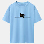Black Cat In Doubt Print Drop Shoulder Oversize T-Shirt