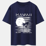 Hawaii Sun Palm Trees Print Drop Shoulder Oversize T-Shirt