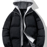 2 In 1 Corduroy Zip Up Hooded Puffer Coat