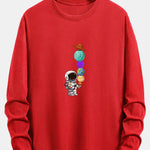 Long Sleeve Planet Astronaut Print Cotton T-Shirt