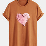 Regular Fit Doodle Heart Print Cotton T-Shirt
