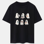 Ghost Reading Book Print Drop Shoulder Oversize T-Shirt