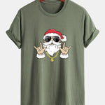 Regular Fit Hip Hop Santa Print Cotton T-Shirt
