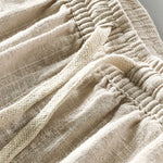 Linen Cotton Blend Drawstring Striped Shorts