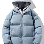 2 In 1 Corduroy Zip Up Hooded Puffer Coat