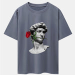 Rose David Print Relax Fit Drop Shoulder T-Shirts