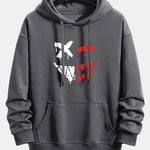 Dissolving Evil Smiley Face Print Relax Fit Hoodie