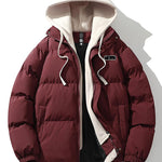 Contrast Zip Up Hooded Puffer Coat