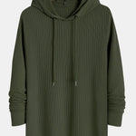 Muscle Fit Long Sleeved Ribbed Hooded T-Shirt
