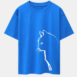 Cat Silhouette Print Drop Shoulder Oversize T-Shirt
