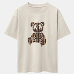 Geometric Dissolving Bear Drop Shoulder Oversize T-Shirt
