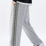 Side Webbing Panel Relax Fit Straight Leg Trousers