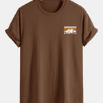 Regular Fit Stripe Mountains Print Cotton T-Shirt