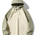 Paneled Corduroy Raglan Sleeves Hoodie