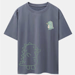 Fire-breathing Dinosaur Print Drop Shoulder Oversize T-Shirt