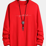 Long Sleeve Grateful Print Cotton T-Shirt