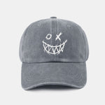 Evil Smiley Face Pattern Classic Retro Washed Distressed Cotton Baseball Cap