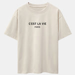 Paris Letter Print Dropped Shoulders Oversize T-Shirt & Sweat Shorts