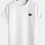 Short Sleeve Geometric Jacquard Arc Hem T-Shirt