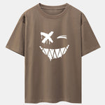 Dissolved Smiley Face Print Drop Shoulder Oversize T-Shirt & Shorts
