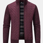 Quilted Jacquard Zip Up Sweater