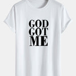 God Got Me Print Cotton Arc Hem T-Shirt