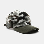 Camouflage Color Block Teddy Plush Baseball Cap