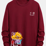 Long Sleeve Graffiti Bear Print Cotton T-Shirt