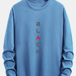 Long Sleeve Black Print Cotton T-Shirt