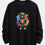 Splash Colorful Bear Print Relax Fit Sweatshirt
