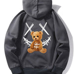 Smiley Bear Back Print Hoodie & Jogger Pants