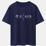 Cat Potted Plant Print Drop Shoulder Oversize T-Shirt