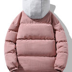 2 In 1 Corduroy Zip Up Hooded Puffer Coat