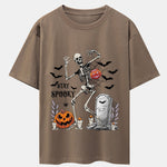 Halloween Skeleton Stay Spooky Print Drop Shoulder Oversize T-Shirt