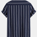 Cotton Blend Striped Cuban Shirt & Linen Cotton Blend Drawstring Shorts