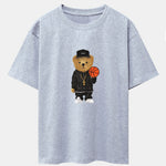 Basketball Bear Print Drop Shoulder Oversize T-Shirt