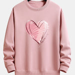 Doodle Heart Print Relax Fit Sweatshirt