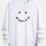 Long Sleeve Slogan Print Cotton Arc Hem T-Shirt