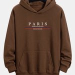 Stripe Paris Slogan Print Relax Fit Hoodie