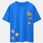 Sun And Flowers Print Drop Shoulder Oversize T-Shirt