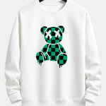 Dissolving Checkerboard Bear Print Relax Fit Sweatshirt