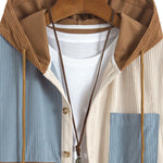 Relax Fit Colorblock Corduroy Hooded Shirt