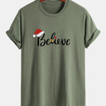 Regular Fit Christmas Believe Print Cotton T-Shirt