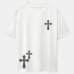 Ornamental Cross Print Drop Shoulder Oversize T-Shirt