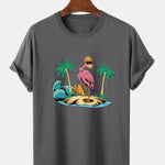 Flamingo On Vacation Print T-Shirt
