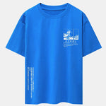 Waves Ukiyo-e Slogan Print Drop Shoulder Oversize T-Shirt